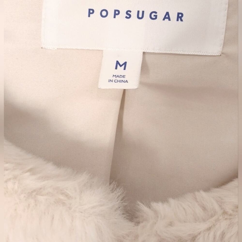 Popsugar Plush Teddy Coat Women's Size M IVORY Faux Fur Oversized Boxy Relaxed - Picture 15 of 16